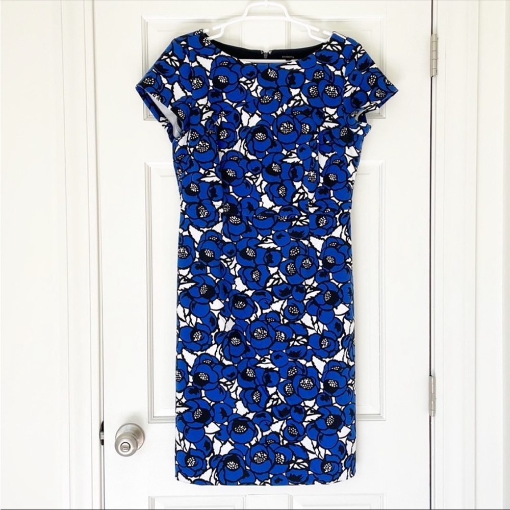 Talbots Blue and White Floral Sheath Dress